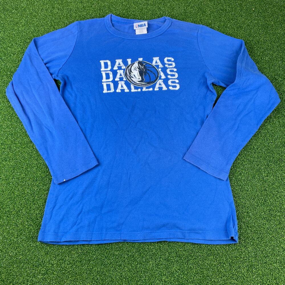 Vtg NBA Dallas Mavericks Long Sleeve Shirt Mens Large Blue Logo Basketball Tee
